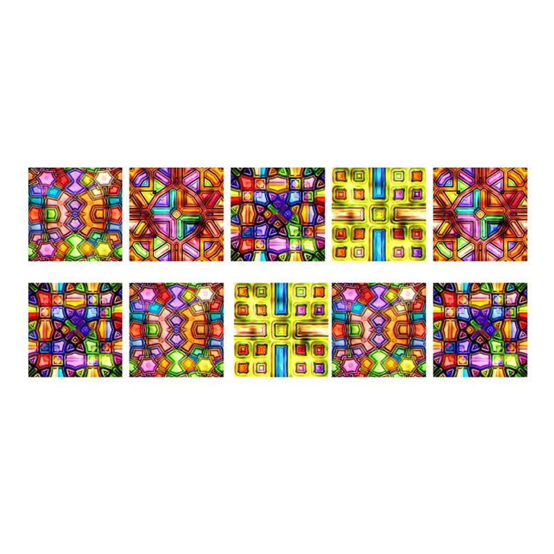 Mosaics Maze Wallpaper Panel Set 10 Pieces Yellow PVC Wall Art, Peel and Stick, 4.3-sq ft