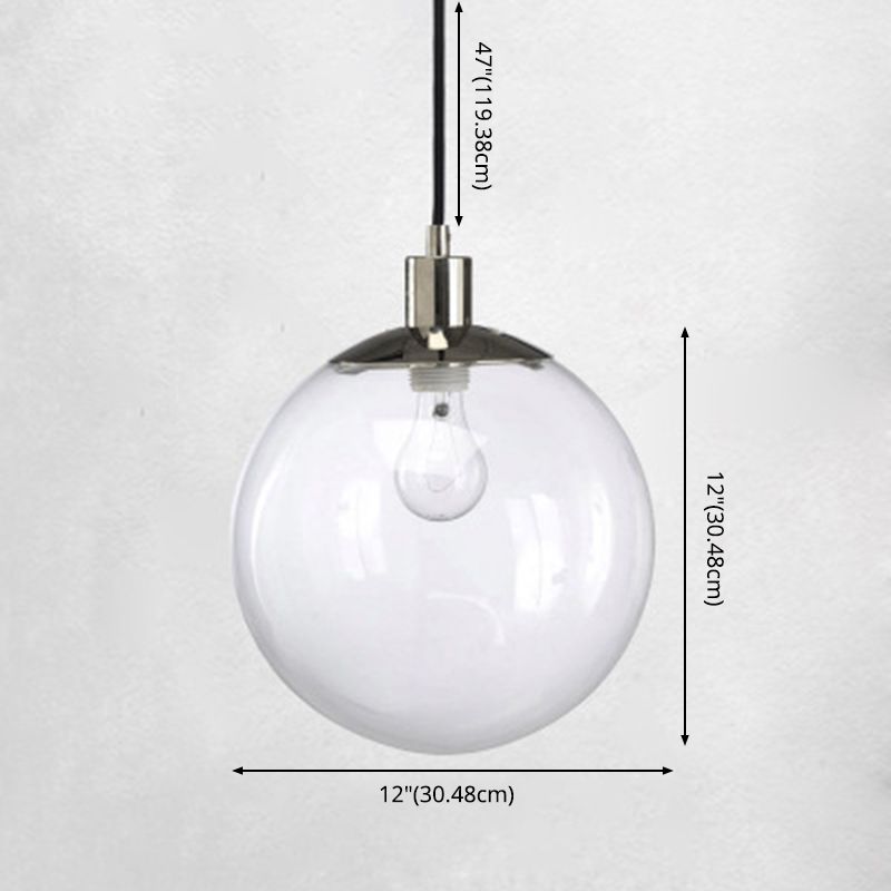 Modern Spherical Clear Glass Shade Pendant Light Chrome 1 Light Coffee Shop Suspension Light