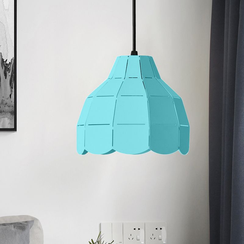 Scallop Dome Light Light Macaron Metal 1 Rose clair / jaune / pendentif bleu pour le salon