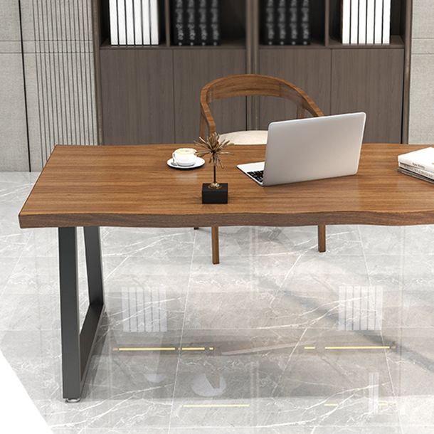 Contemporary Style Office Desk Solid Wood Brown Meeting Writing Desk