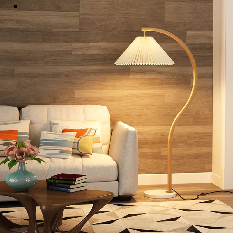 1-Light Nordic Style Floor Lamp Burlap Shade Floor Light for Living Room
