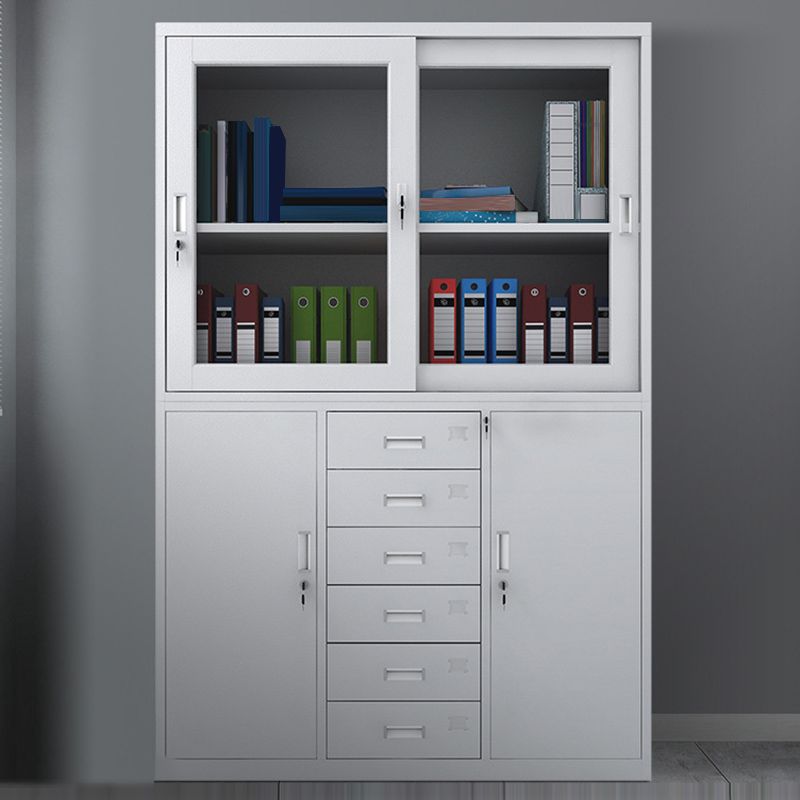 Light Gray File Cabinet Vertical Fireproof File Cabinet with Locking Drawers for Office