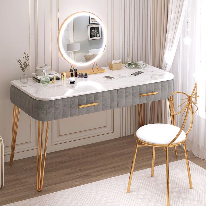 Scandinavian Faux Leather Make-up Vanity Wood Vanity Dressing Table