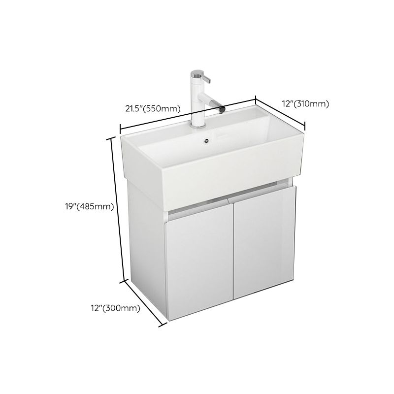 Modern Metal Bathroom Vanity Solid Color Wall Mount Vanity Cabinet in White