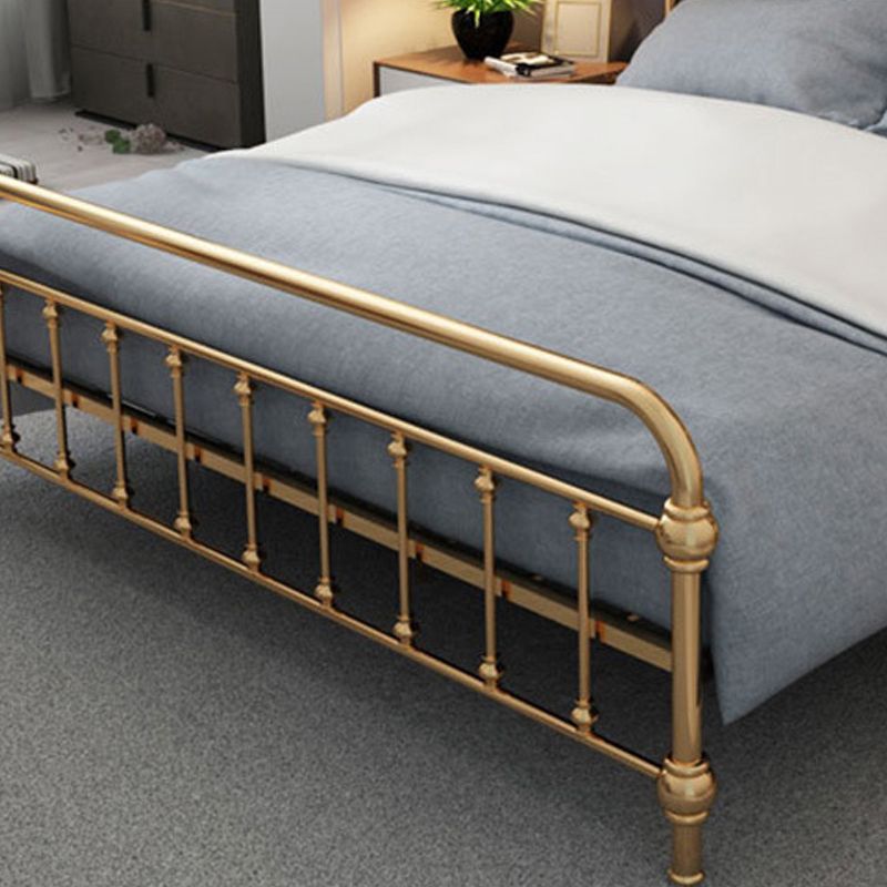 Solid Color Metal Slat Bed Rectangular Open-Frame Bed With Custom Gold Legs