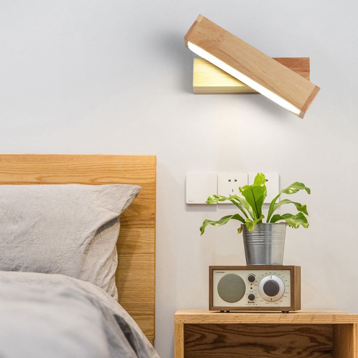 Accesorios de iluminación de tocador rectángulo Modern Minimalist Wood Tocina de tocador de madera