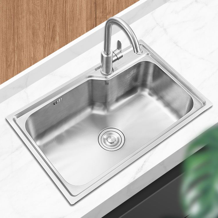 Contemporary Style Kitchen Sink Noise-cancelling Design Drop-In Kitchen Sink