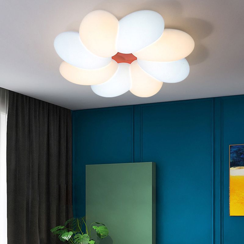 LED Modern Metal Flush Mount Flower Shape Ceiling Light with Acrylic Shade for Bedroom