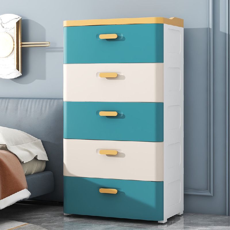 Vertical Scandinavian Kids Nightstand 5 Drawers Nursery Dresser