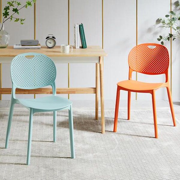 Glam Style Open Back Side Chair Plastic Stackable Dining Chair for Indoor