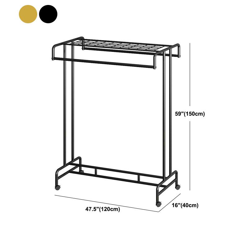 Industrial Style Coat Rack Metallic Free Standing Coat Rack with Universal Wheel