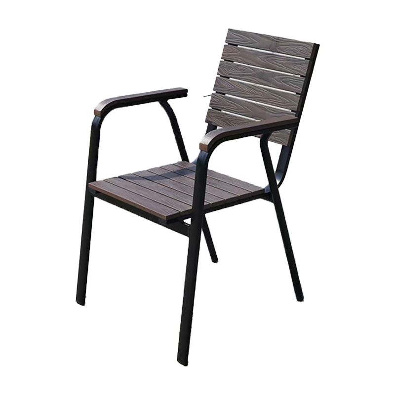 Modern Outdoor Bistro Chairs Wood With Arm Metal Dining Chairs