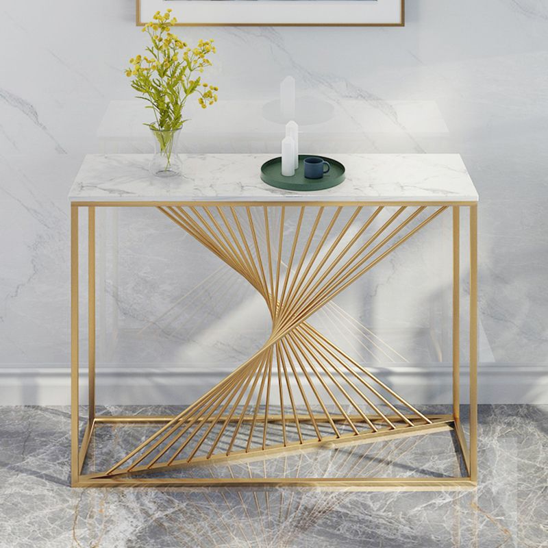 12 inch Wide Glam Console Table in White/Black Abstract Console Table