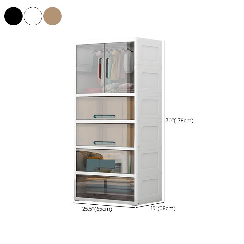 Contemporary Style Kids Closet Plastic Door Included Kid's Wardrobe for Home