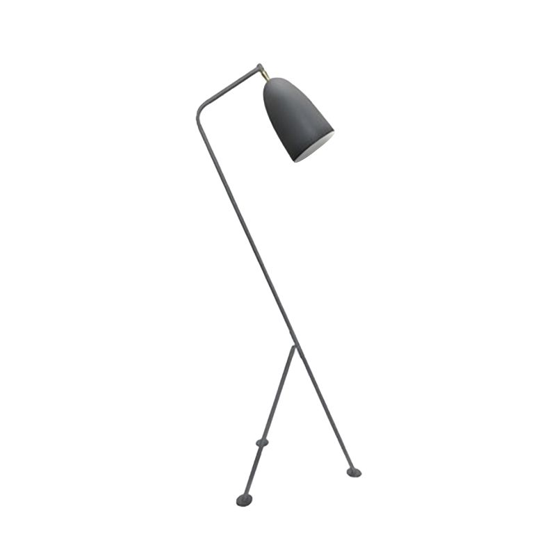 Tripod Floor Light with Bell Shade Modern Style Metallic 1 Light Black/White Floor Lamp for Bedroom