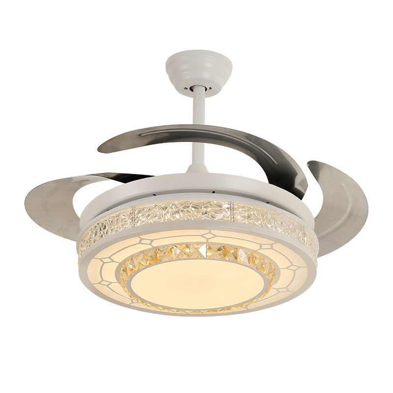 Moderne stijl ronde plafondventilator licht gesneden helder kristal witte led semi -mount lamp met/zonder bluetooth