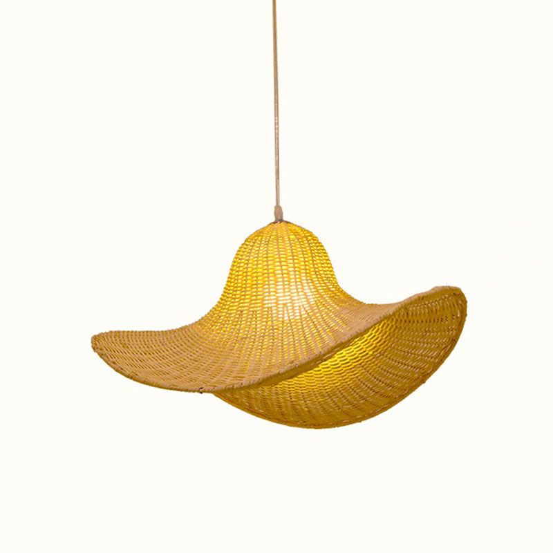 Sud-est asiatico cappello di ghigliottino la luce del soffitto di rattan singola sala pendente sospeso in legno