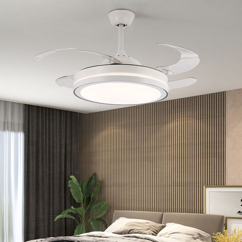 Modern Drum Ceiling Fan Light Interior LED Metal and Acrylic Fan Lighting Fixture