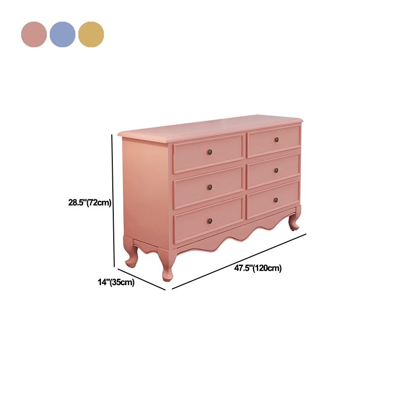 Retro Style Double Dresser Home Horizontal Storage Chest with 6 Drawers