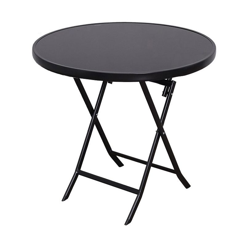 Black/Clear Bistro Table Contemporary Table with Metal Frame