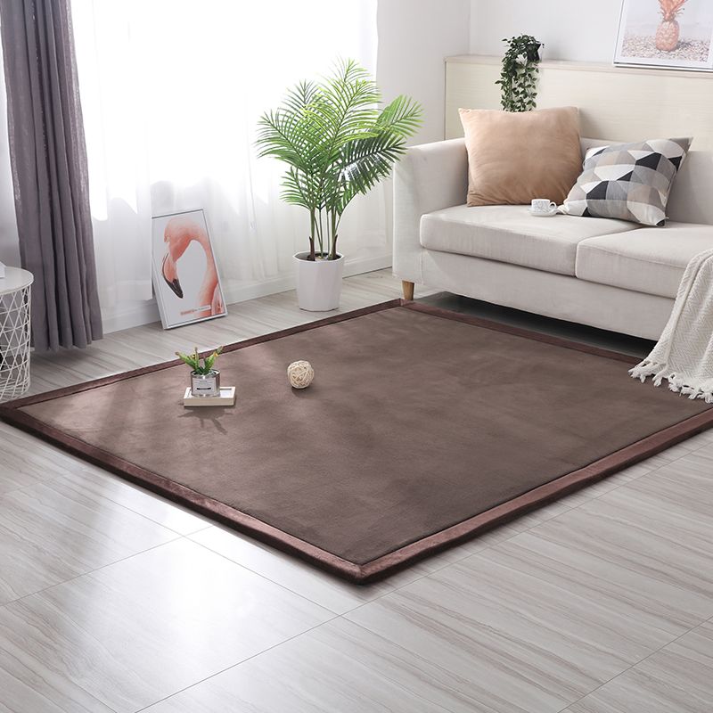 Green Pure Color Area Carpet Polyester Area Rug Anti-Slip Easy Care Rug for Living Room