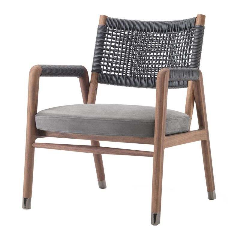 Modern Dining Side Chair Solid Wood Outdoor Bistro Chairs with Arm