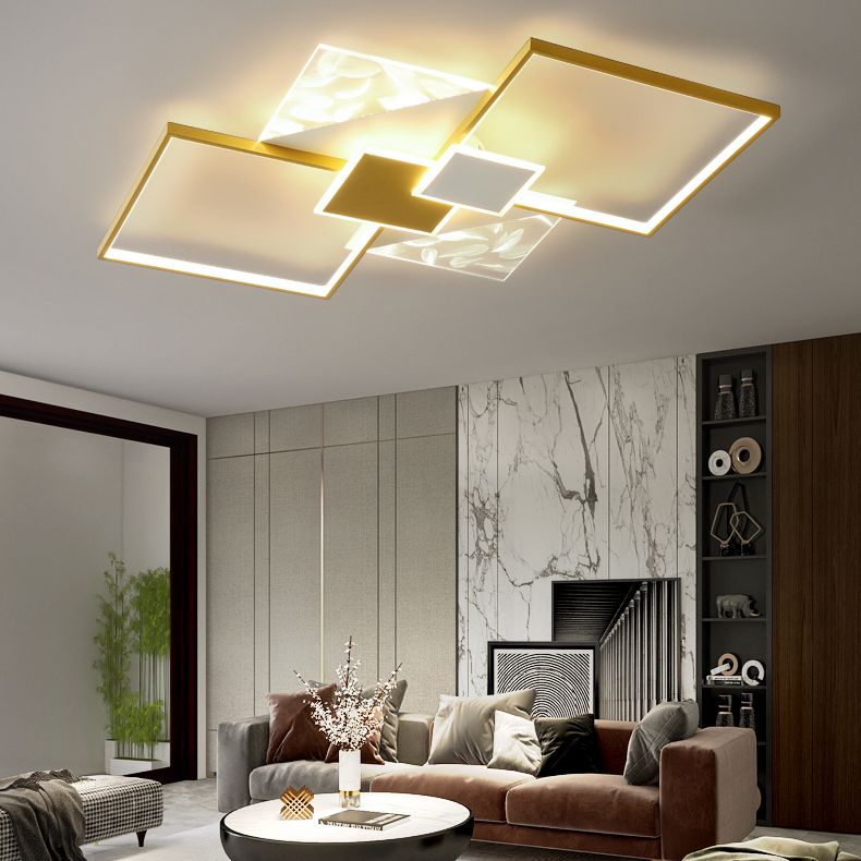 Metal Symmetric Flush Mount Lamp Simplicity LED Feather Ceiling Flush Light for Living Room