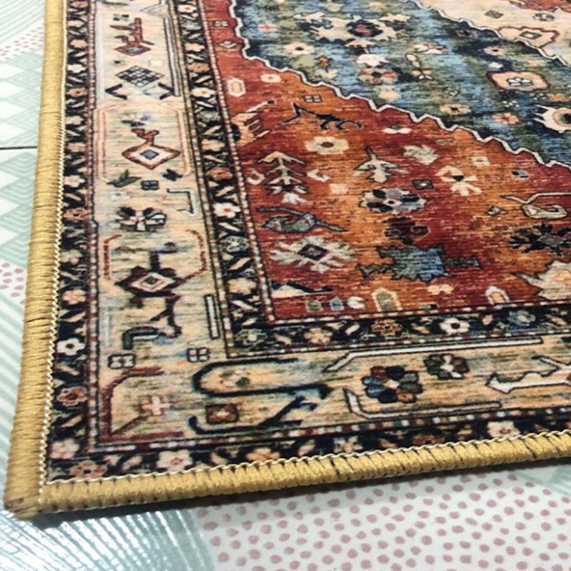 Moroccan Ethnic Style Carpet Polyester Area Rug Non-Slip Backing Indoor Carpet for Home Decoration