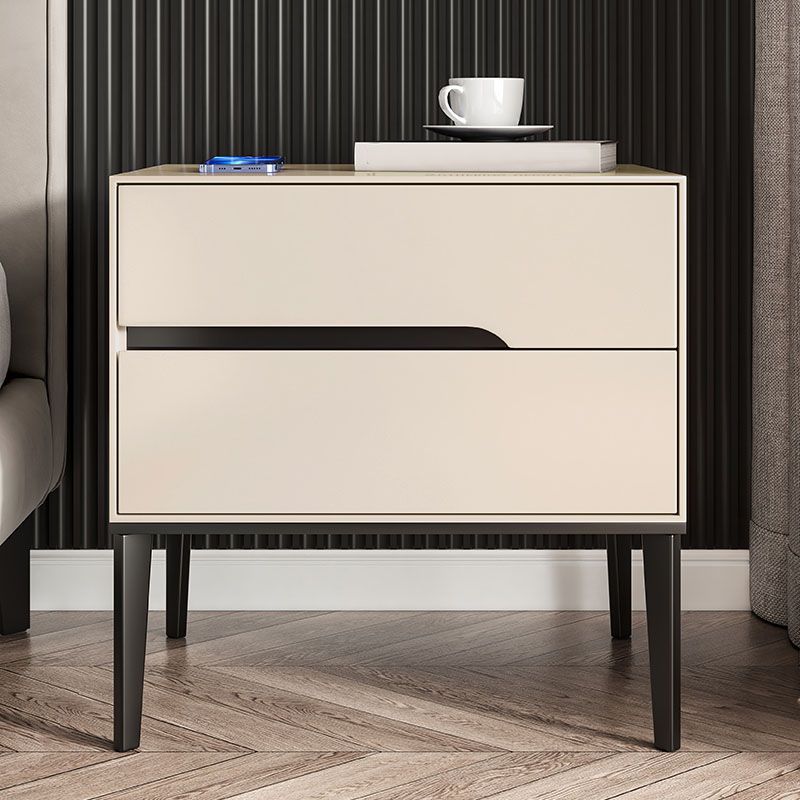 Solid Wood Nightstand Contemporary Bedside Cabinet with 2 Drawer