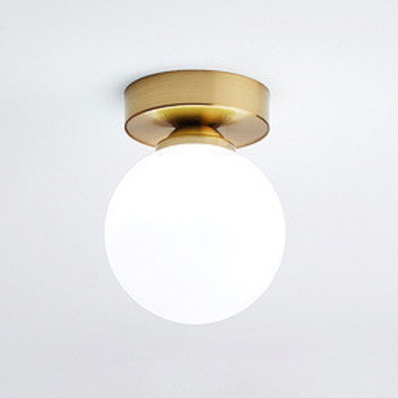 Modern Ceiling Light 1-Light Round Ceiling Mount Light with Glass Shade for Aisle