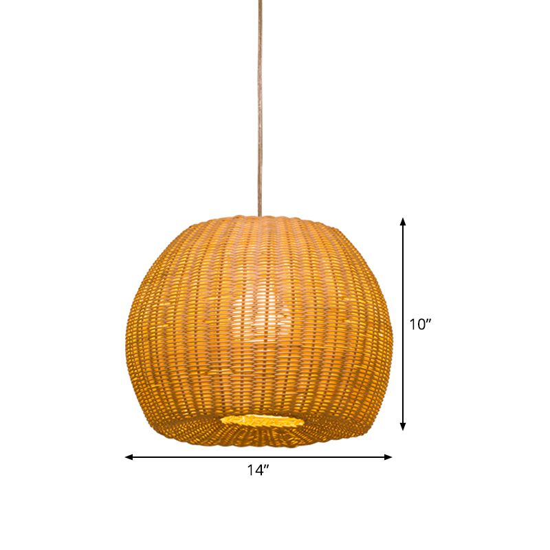 Khaki Dome Lampada sospesa semplice Kit Light Bamboo intrecciato in bambù per negozio di libri