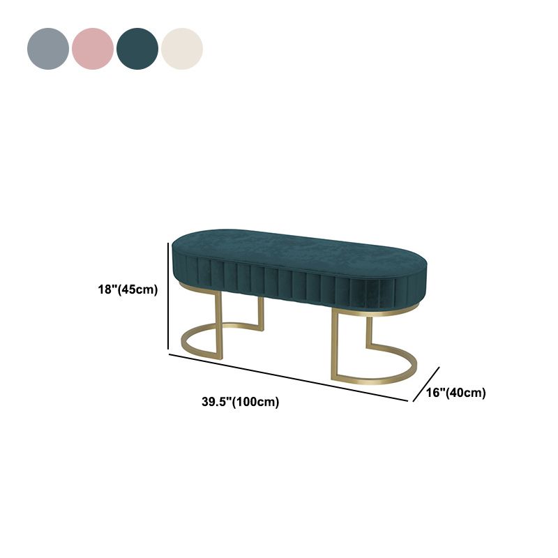 Modern Velvet Foam Bench Oval Solid Color Bench with Legs for Bedroom