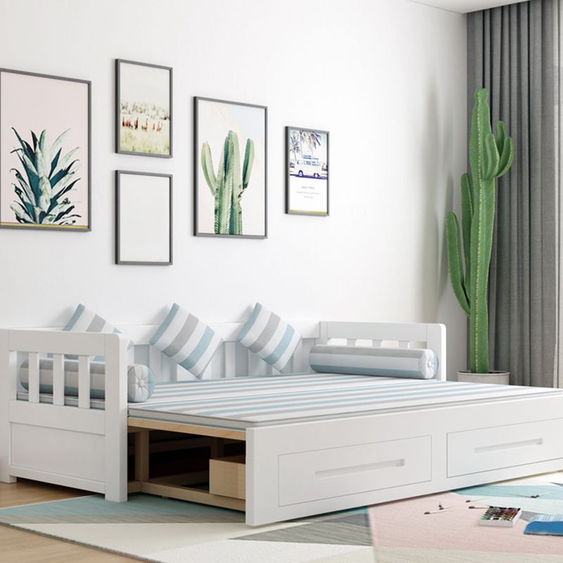 Solid Wood Slat Daybed with Mattress Modern Daybed with 2 Drawers