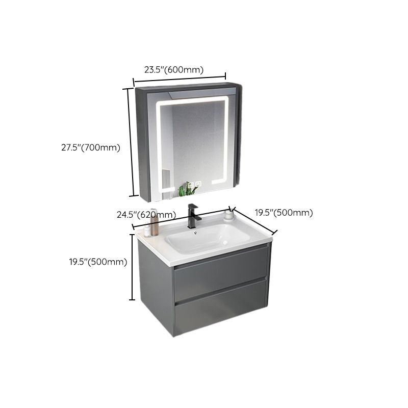 Modern Gray Vanity Sink Mirror Cabinet Wall-Mounted Bathroom Vanity Cabinet with Drawers