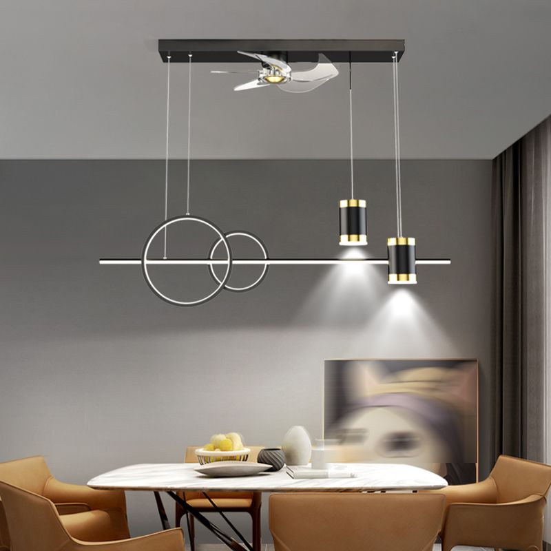 Contemporary Fan Light Linear Metal LED Ceiling Fan Light Fixture