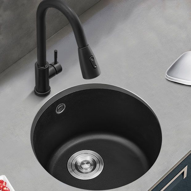 Contemporary Style Kitchen Sink Quartz Single Bowl Kitchen Sink with Basket Strainer