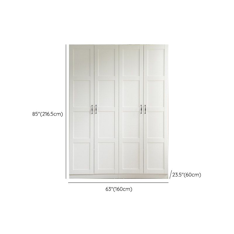 White Wardrobe Closet with Garment Rod Manufactured Wood Youth Armoire