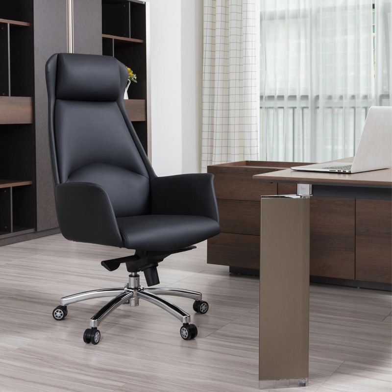 Modern Leather Managers Chair Adjustable Lumbar Support Executive Chair for Office