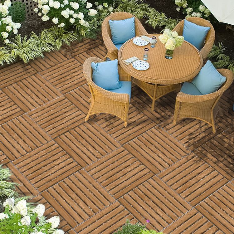 Outdoor Deck Tiles Wooden Stripe Composite Snapping Deck Tiles