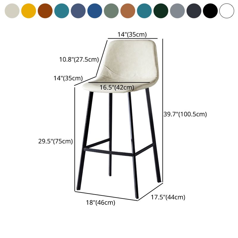 Scandinavian Bristol Low Back Stool Matte Finish Leather Barstool