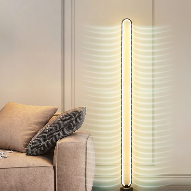 Minimalist Halo Floor Light Metal Living Room LED Standing Floor Lamp with Acrylic Shade