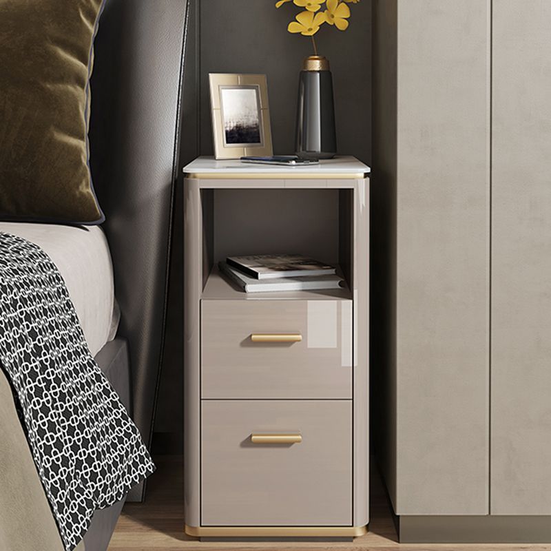 Stone Bed Nightstand Classic Glam Accent Table Nightstand for Bedroom