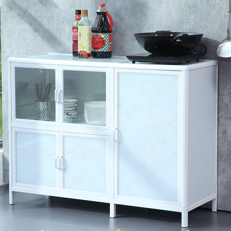 Modern Kitchen Metal Buffet/Console Cabinets Doors Dining Server in White