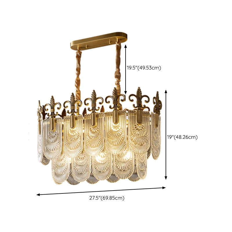 Modern Metal Pendant Light Rectangle Shape Island Lamp with Glass Shade for Living Room