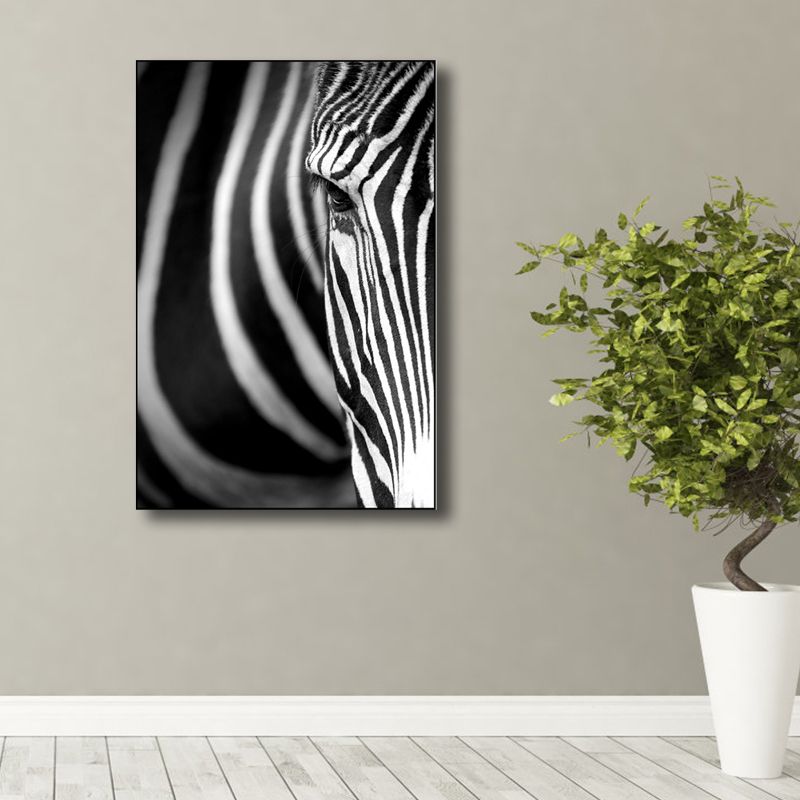 Photography Zebra Canvas Wall Art Soft Color Vintage Style Painting for Living Room