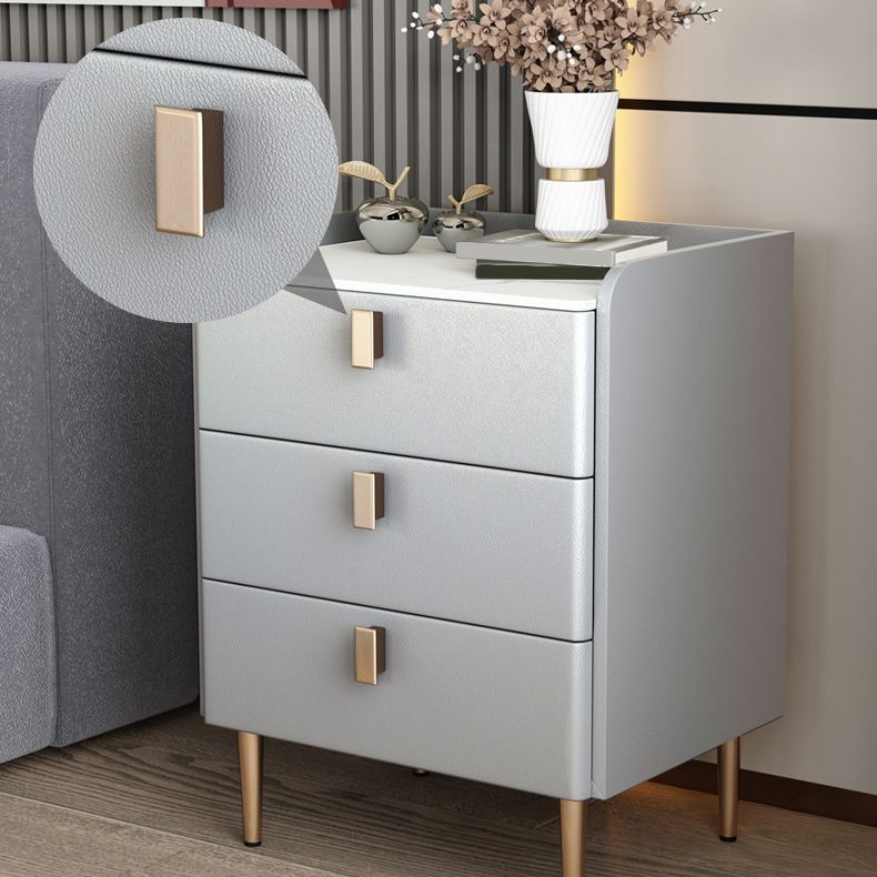 20"W X 24.5"H Modern Bed Nightstand Stone Nightstand with 3-drawers