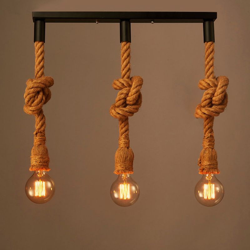 Retro Hemp Corde Pendant Light American Industrial Style Loft Hanglamp Lightture