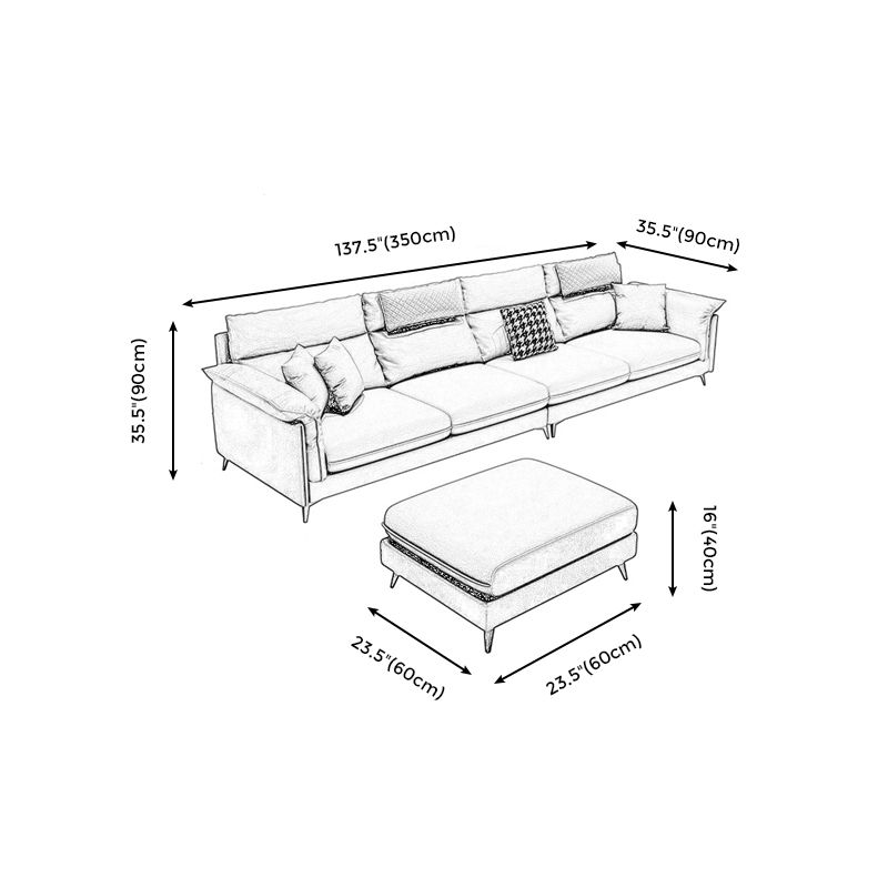 Faux Leather 4-Seater L-Shape Pillowed Back Cushions Sectionals Sofas