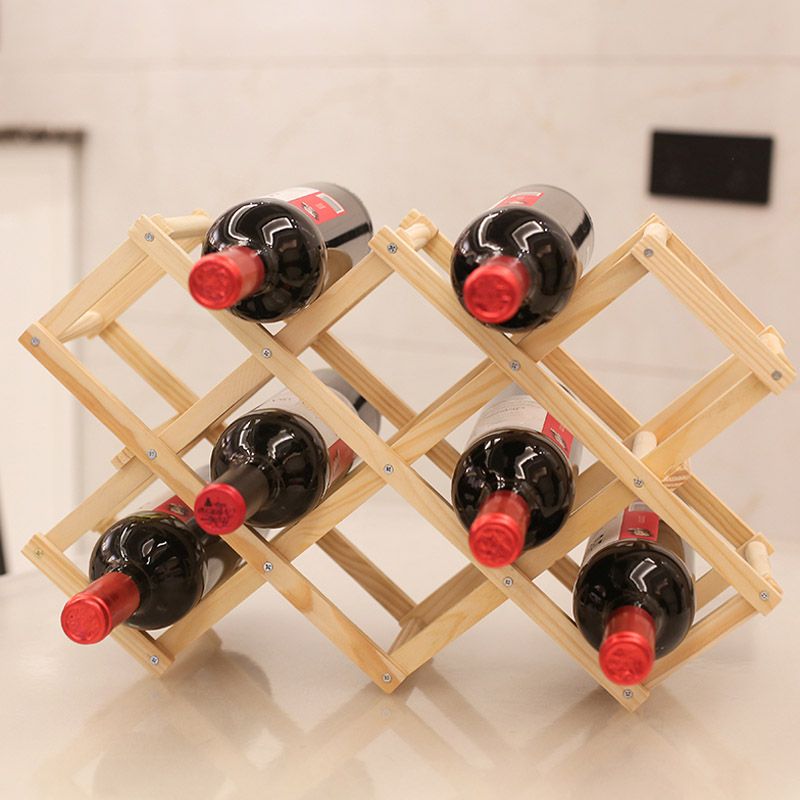 Countertop Wine Rack Solid Wood Stackable Wine Bottle Rack for Living Room