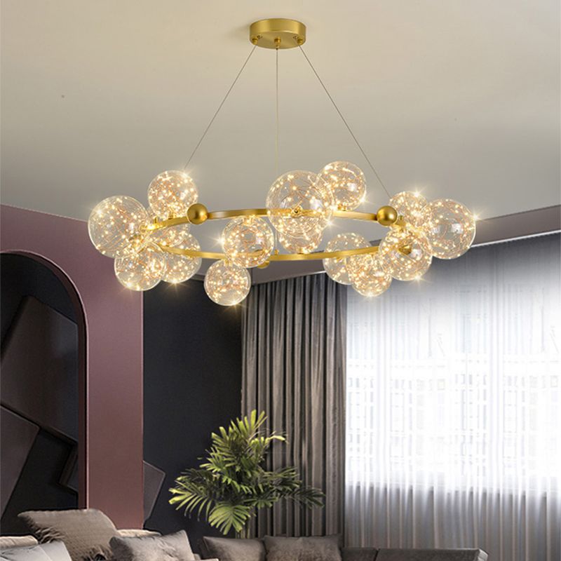 Modern Pendant Chandelier Circular Chandelier Hanging Light Glass Globe Chandelier